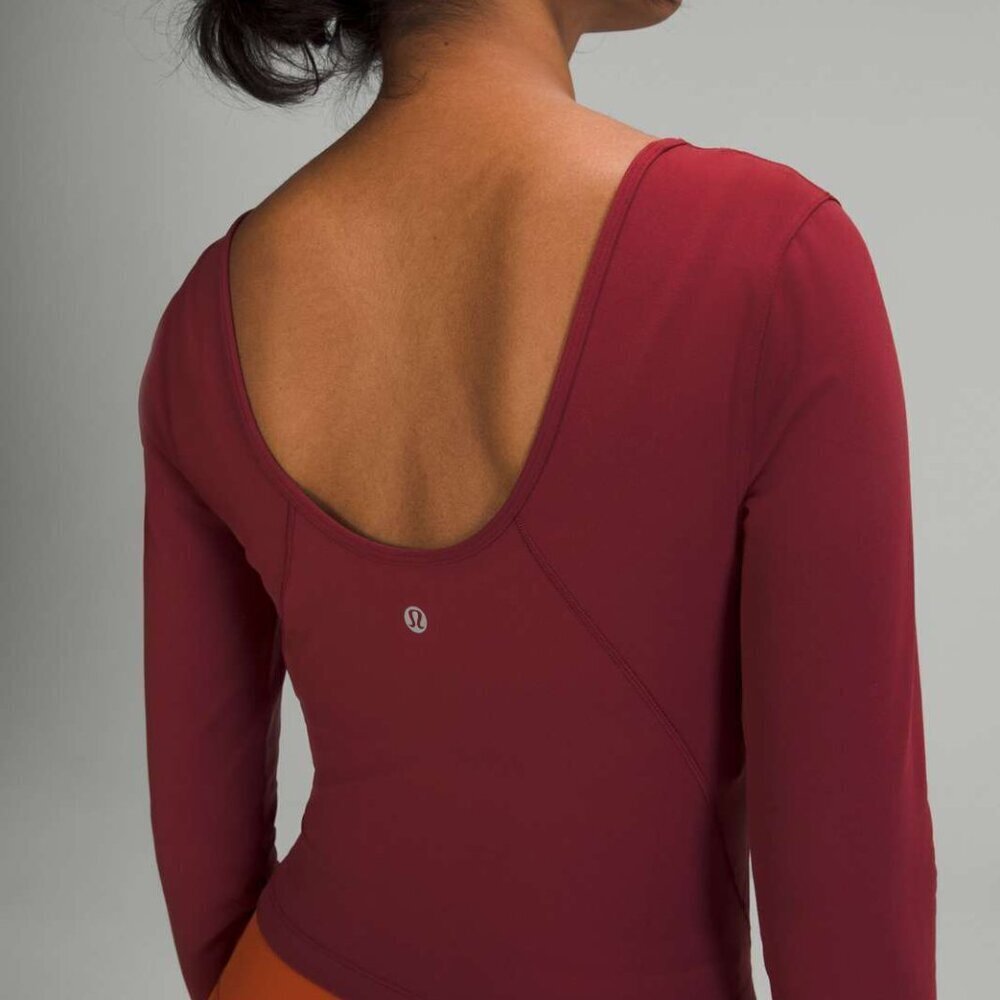 Lululemon Align Long Sleeve Shirt Crop Red Merlot Workout Yoga Sporty lulu